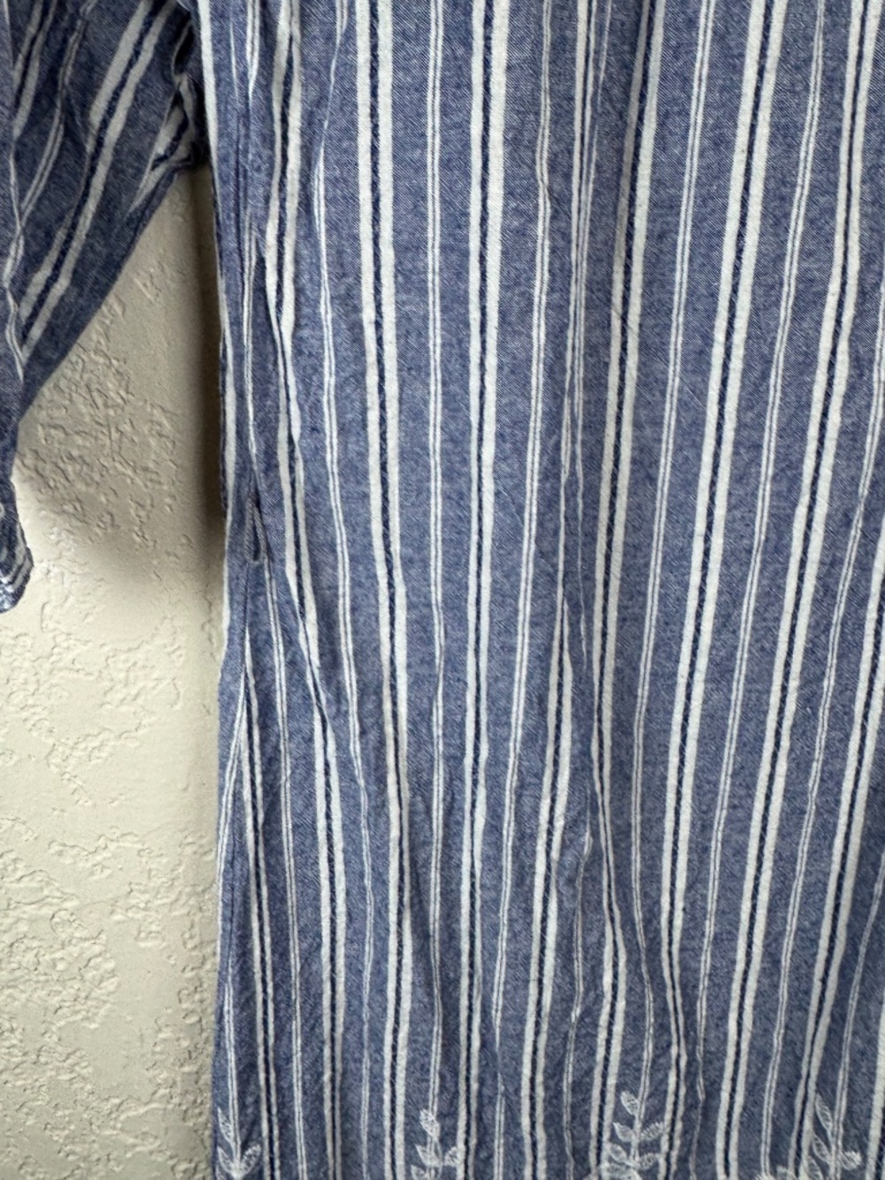 Renee C Blue Stripe Embroidered Cotton Shift Dress Boho Size Small - Picture 9 of 11